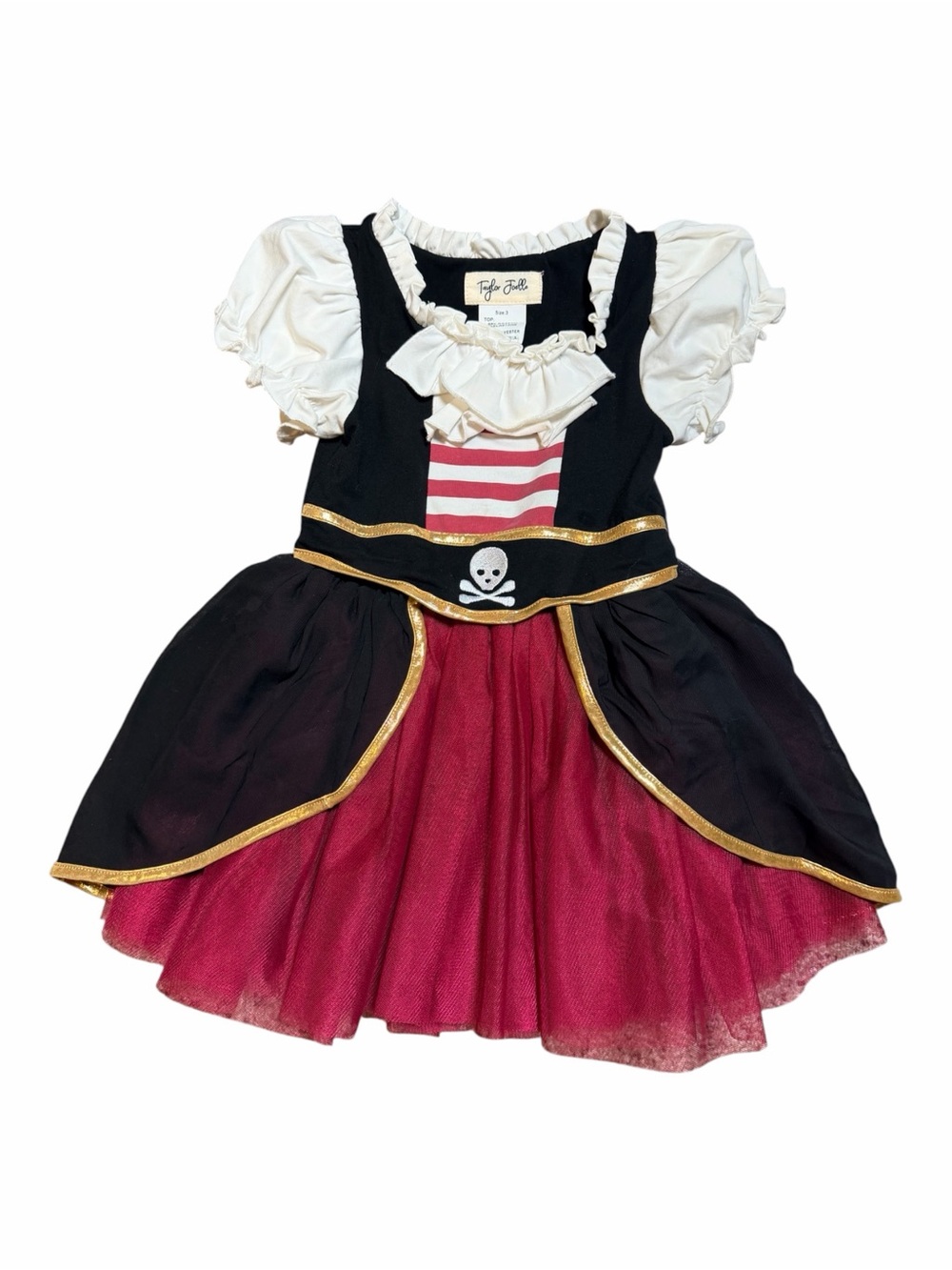 Taylor Joelle Pirate Costume Dress Red Black Gold Skull Size 3 - Picture 3 of 7